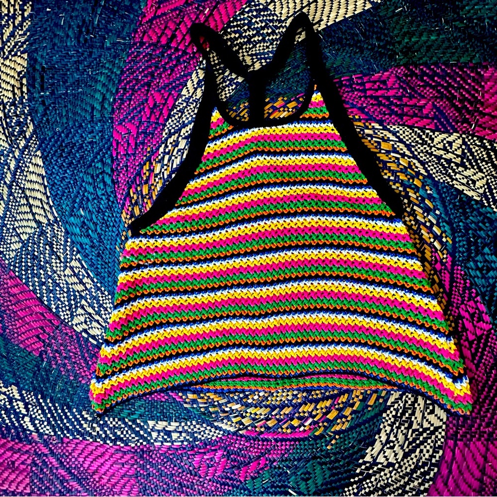 Zara Multicolor Knit Cropped Tank Top Size Medium